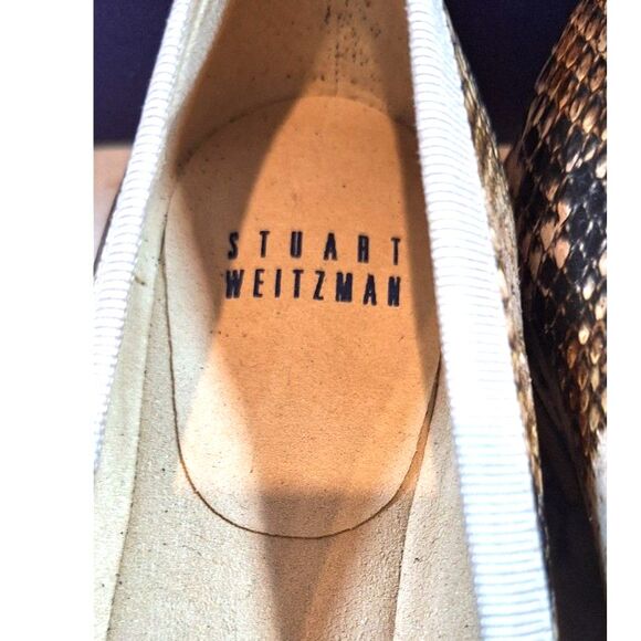 Stuart Weitzman Womens Leather Ballet Flats Gold Snake Size 7 - Picture 4 of 8